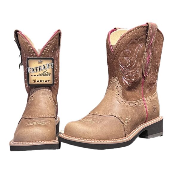 Ariat Shoes - Ariat Fatbaby Heritage Dapper 8" Womens Brown Leather Cowboy Boots Round Toe 6